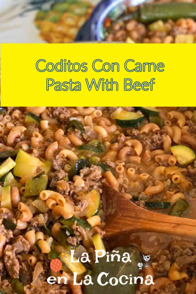 Pinterest image with header for pasta with beef