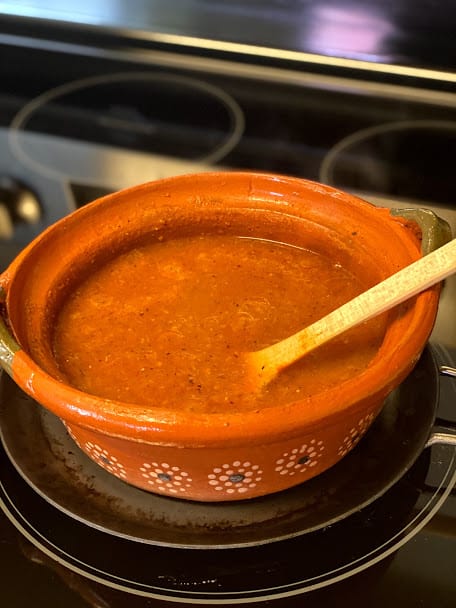 salsa simmering on stove top