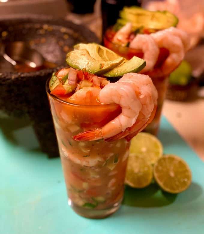 shrimp cocktail in tall glass