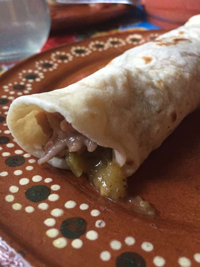 rolled burrito with beef and potatoes