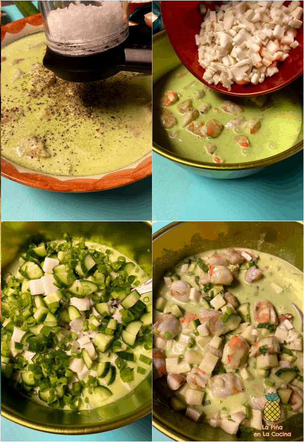 mixing ceviche collage