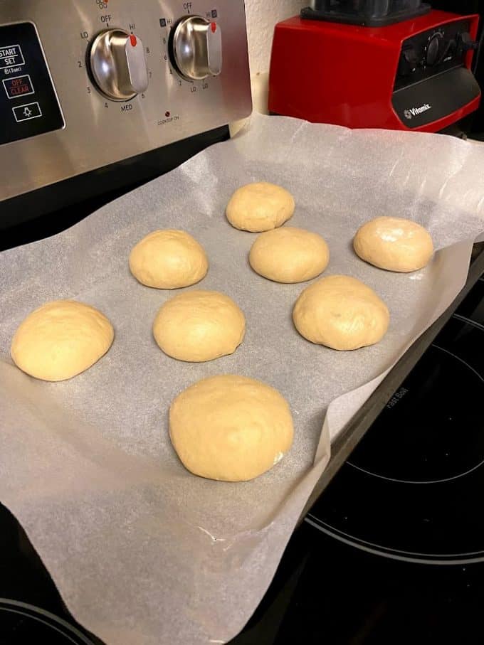 dough ball ready on lined baking sheet