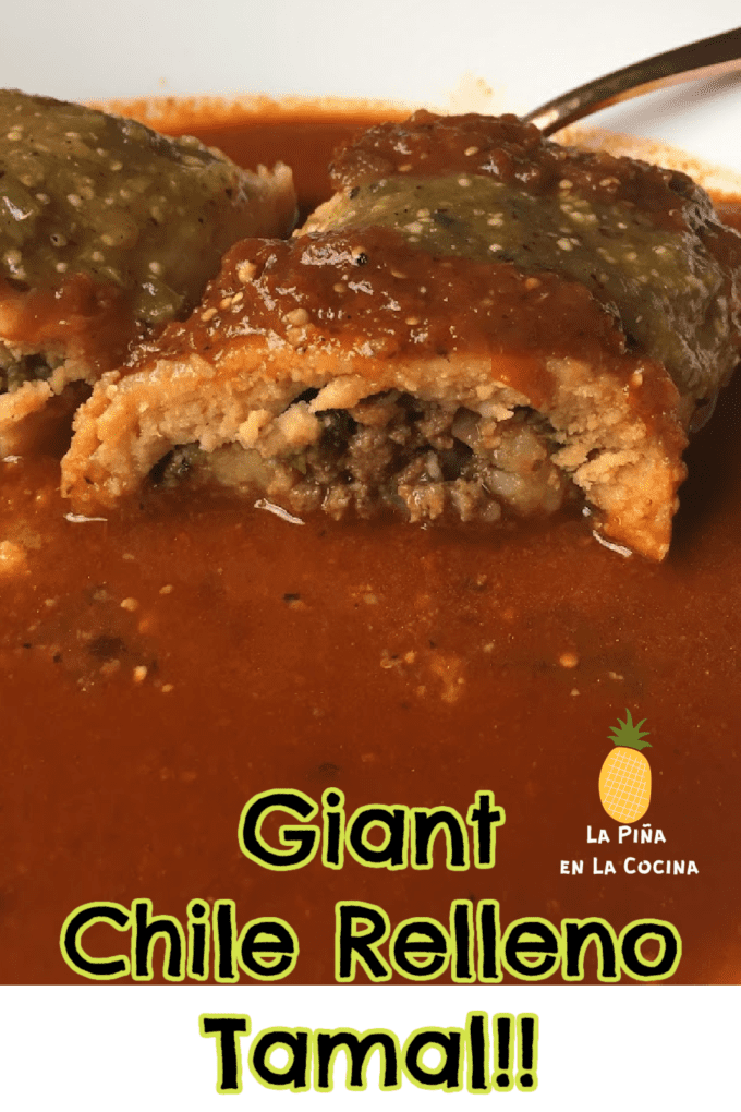 pinterest image of giant tamal with title