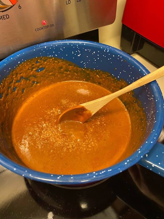 salsa cooking in med. pot