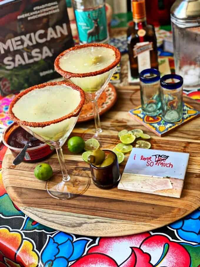 Mexican martinis on table