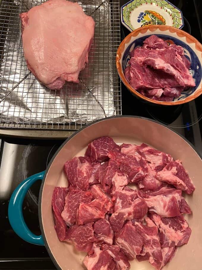 sliced pork for pozole