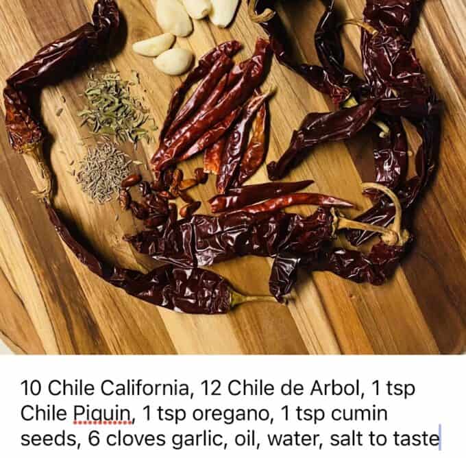 Ingredients for salsa roja