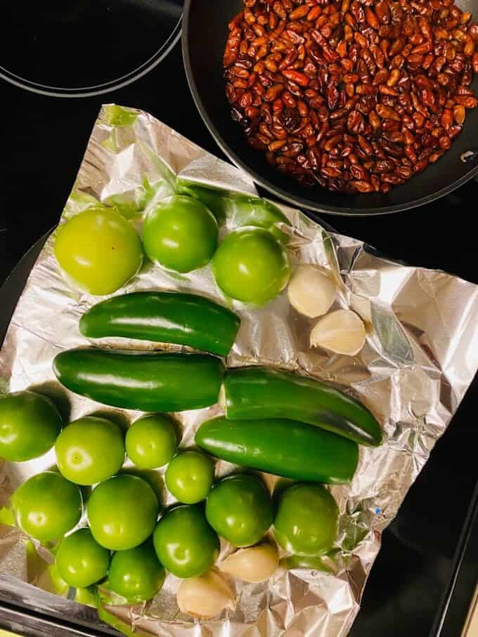 ingredients for salsa brava top view