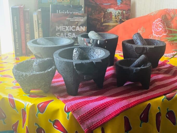 various molcajetes on the table