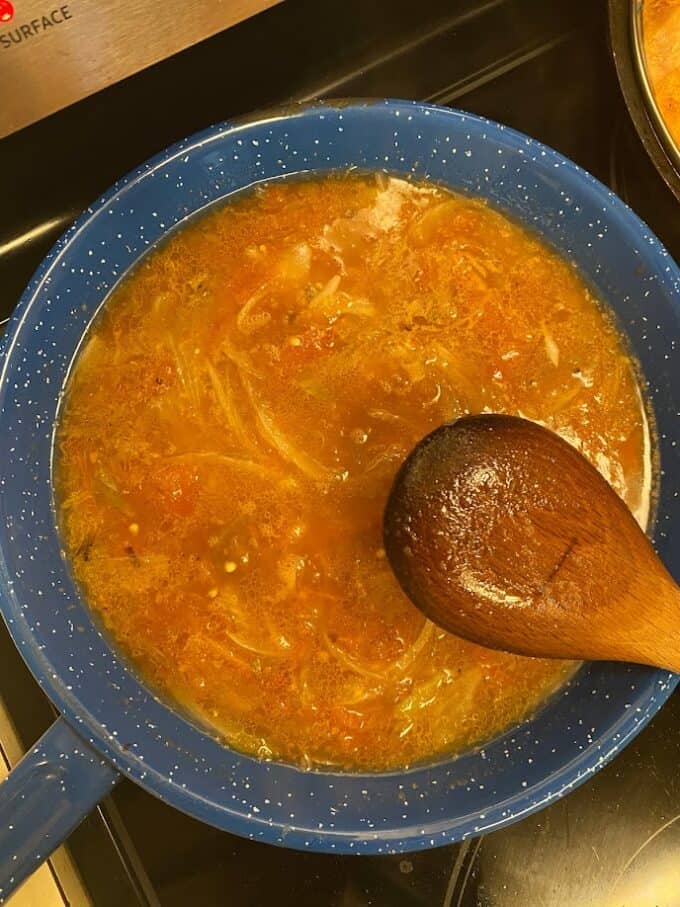 salsa simmering in skillet