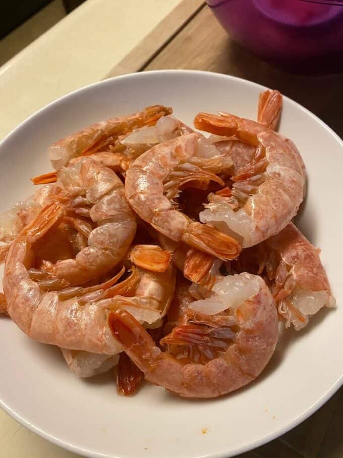 uncooked Argentine Red Shrimp in a bowl