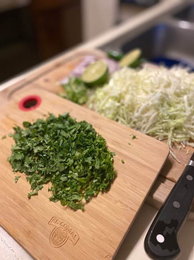 fresh ingredients for cabbage slaw
