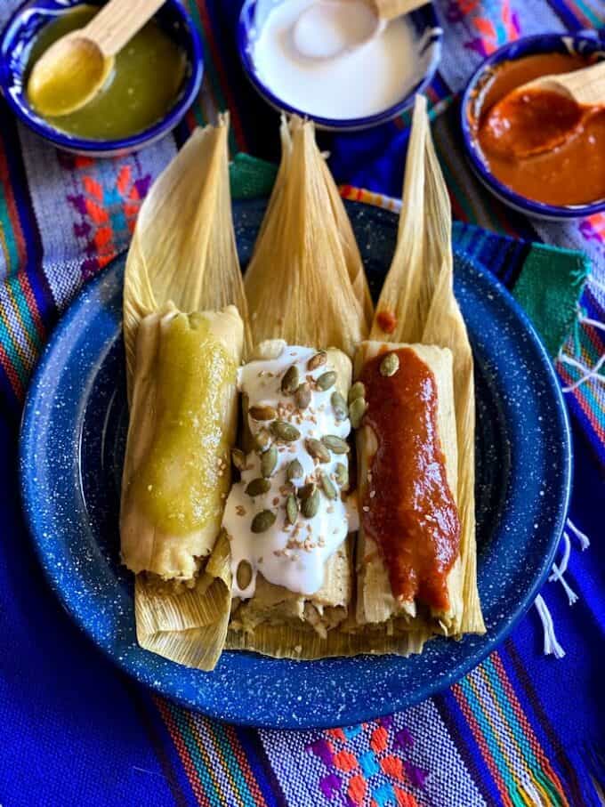 tamales plated close up