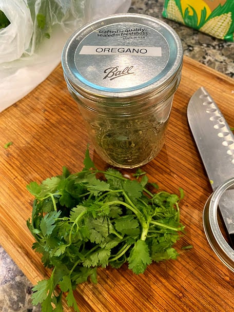 fresh cilantro and dried oregano