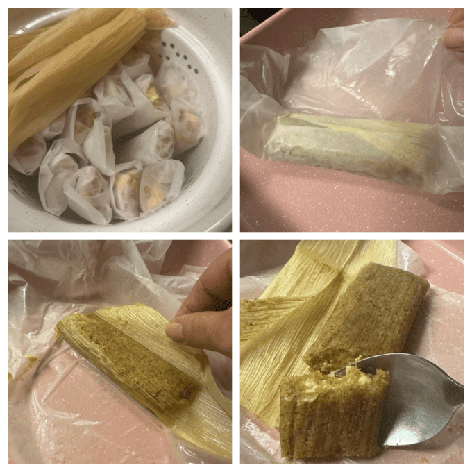 collage of fresh steamed tamales