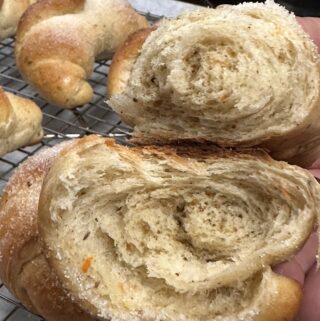 inside of the fresh sweet bread close up