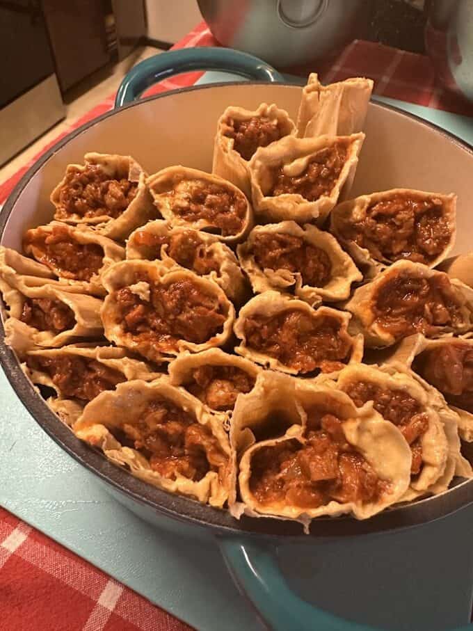 filled tamales ready to be steamed