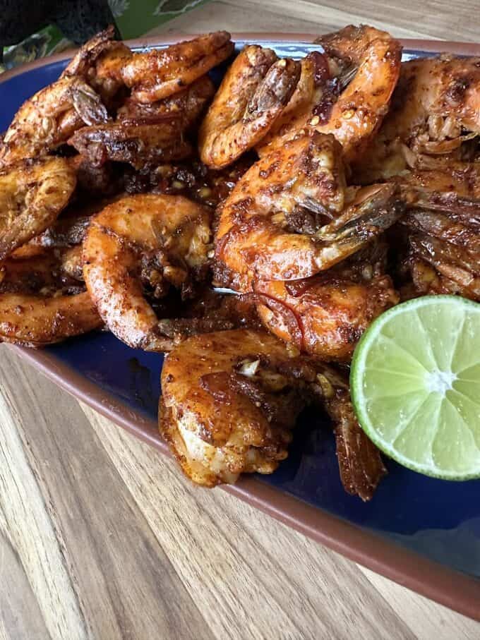 spicy Mexican shrimp plated