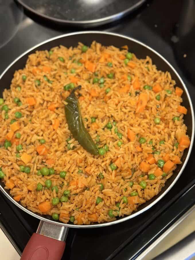 skillet of Mexican rice