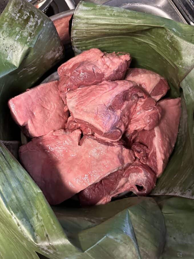lamb sliced into large pieces