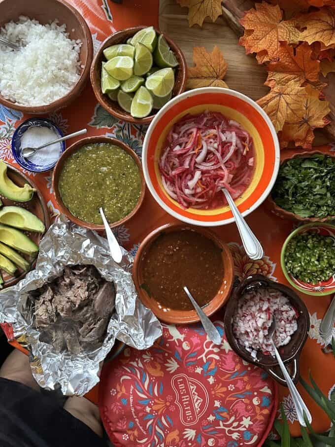barbacoa with all the garnishes