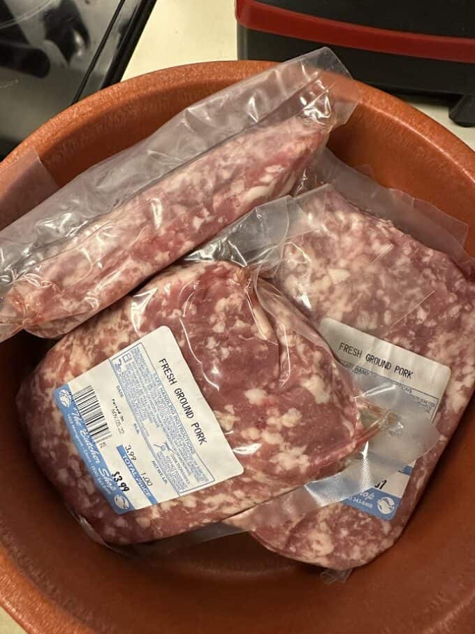 ground pork in packages