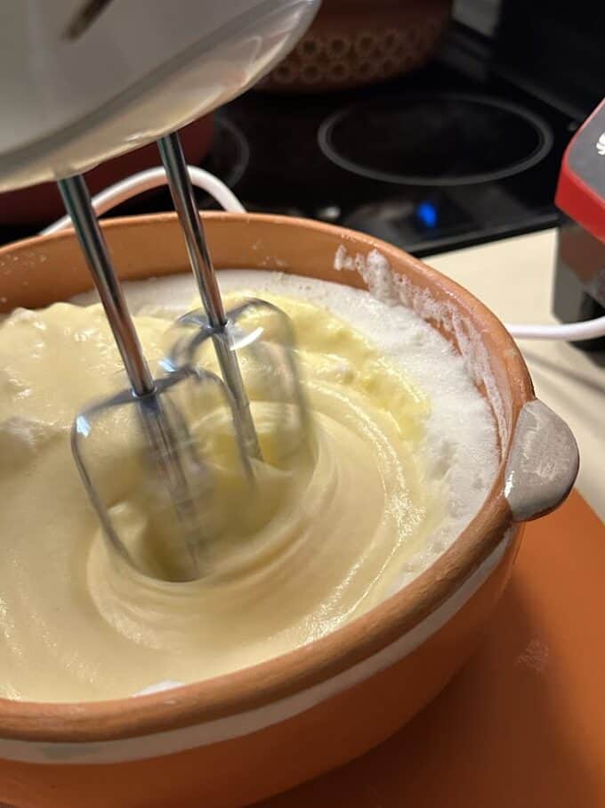 Mixing the egg batter