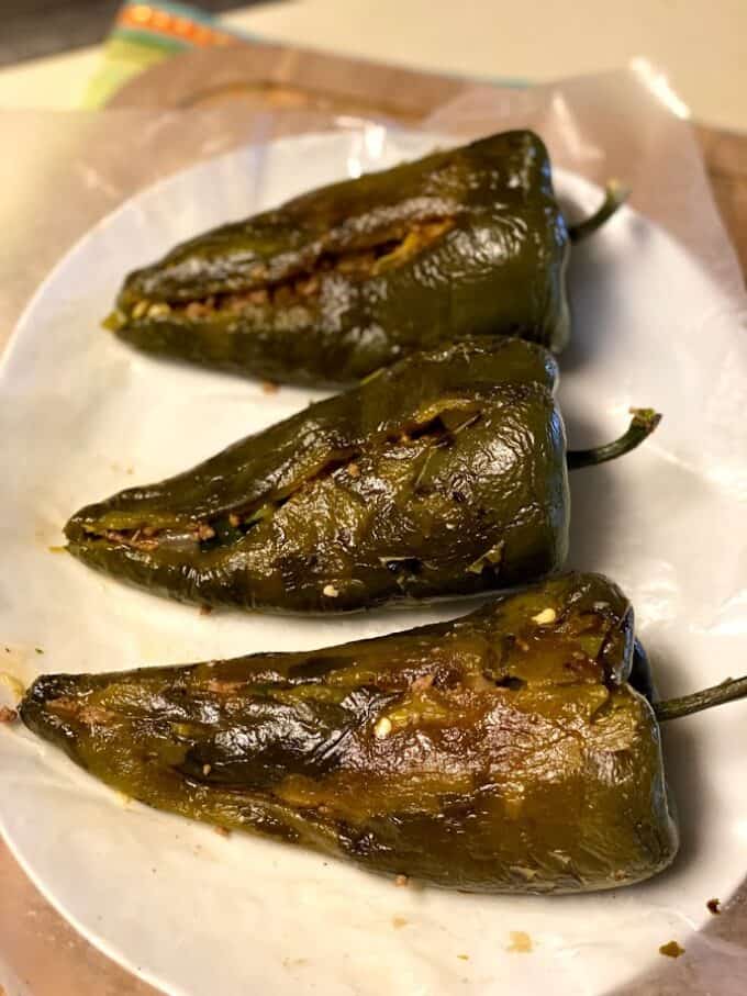 stuffed chiles ready to go into the freezer