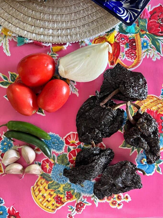ingredients for chile ancho sauce