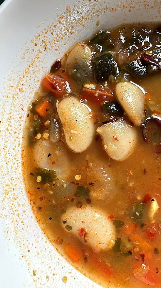 close up of fava bean soup