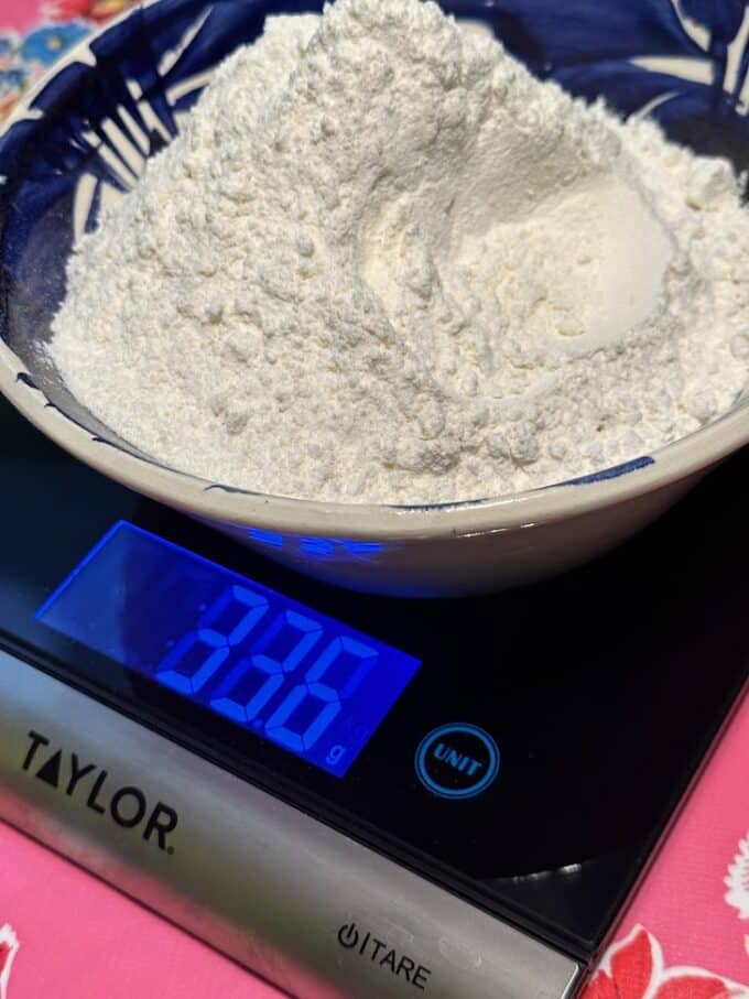 weighing flour