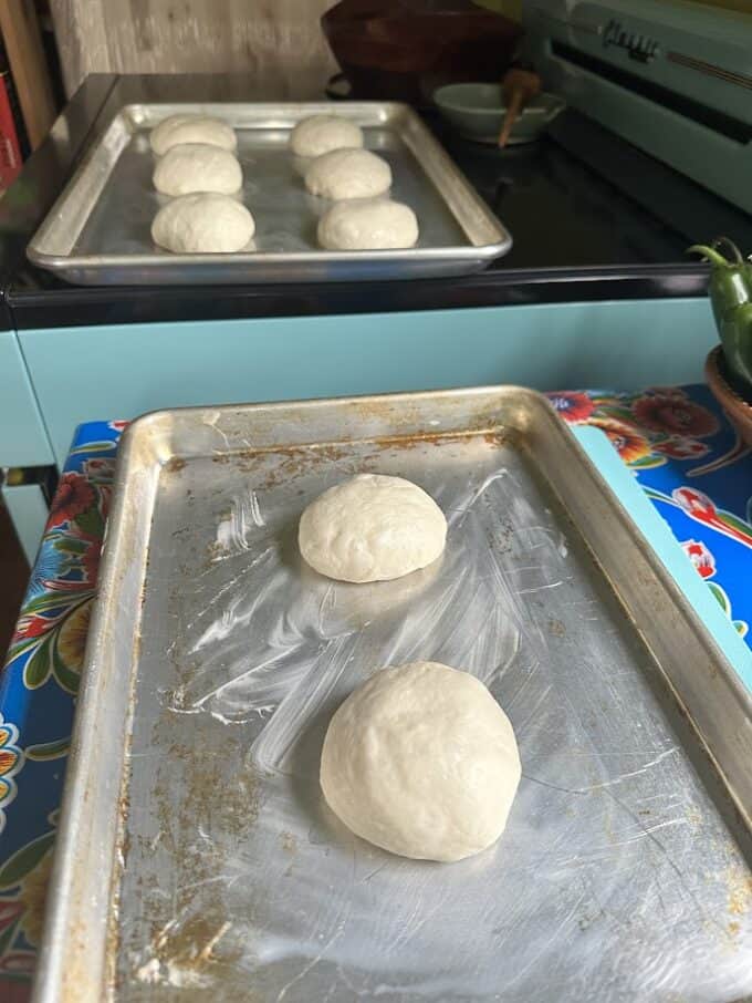 dough ball on baking sheet