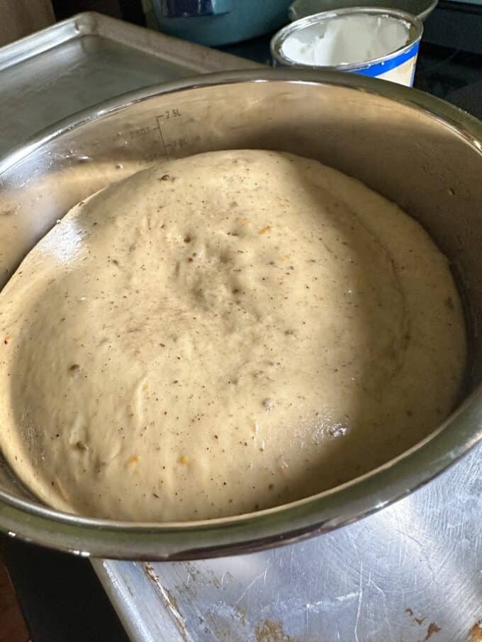 Dough for conchas after it has proofed the first time