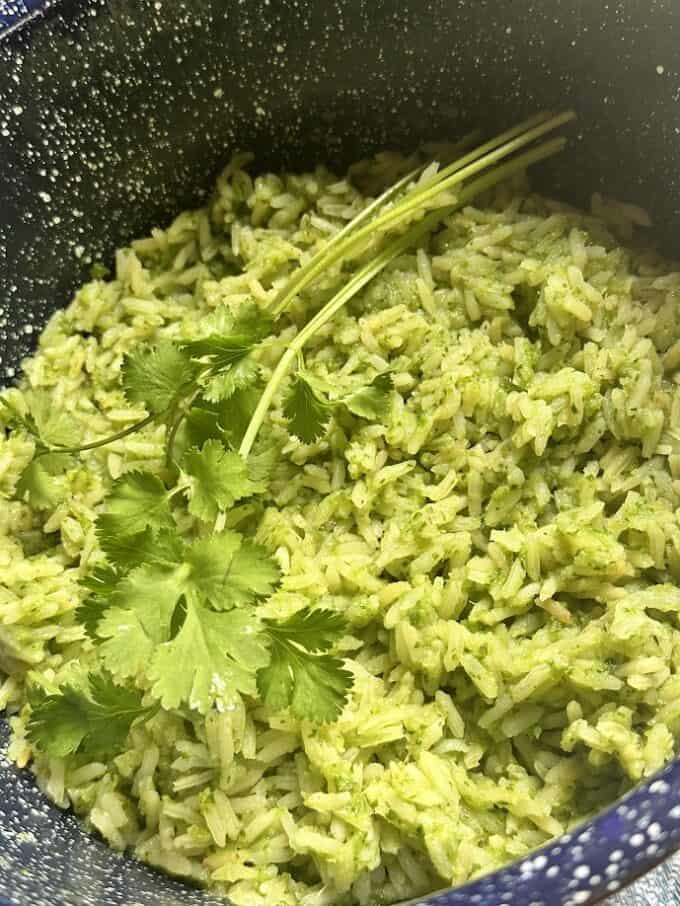 arroz verde close up