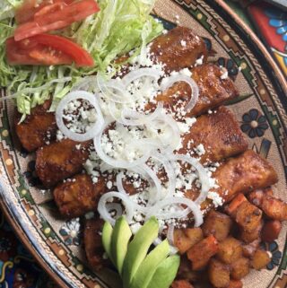 plated enchiladas with fresh garnish