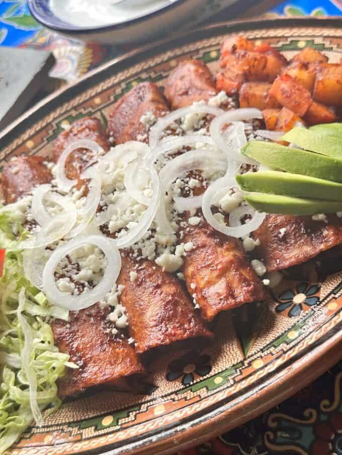 plated enchiladas close up