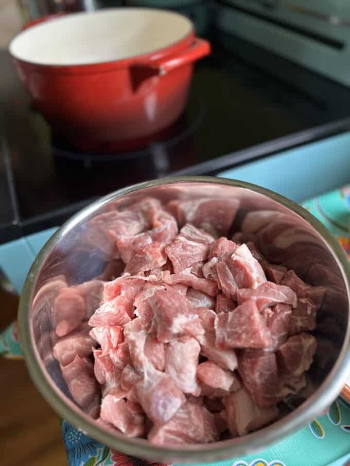 sliced pork for chile verde