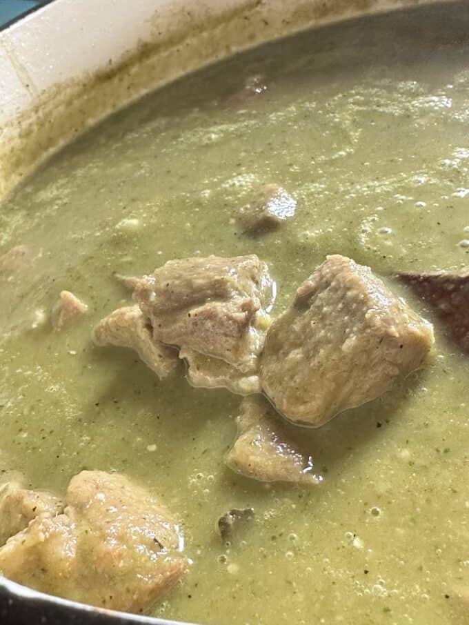 chile verde before adding potatoes