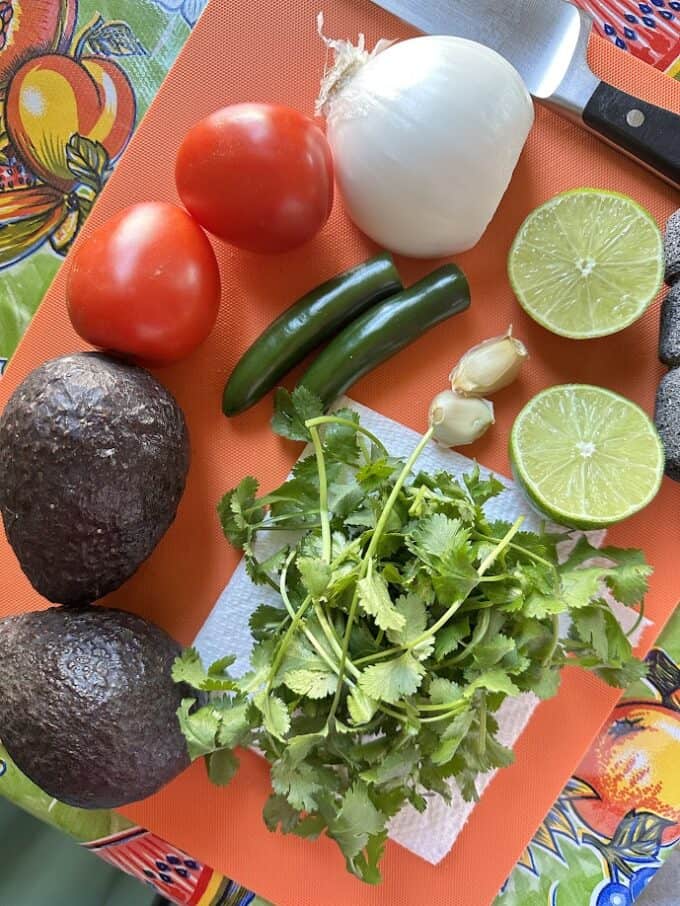 fresh ingredients for guacamole