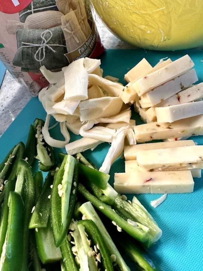cheese and fresh jalapeños for tamales