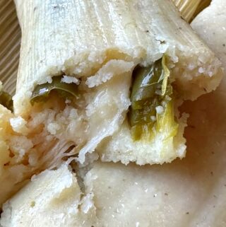 close up of inside of the tamal