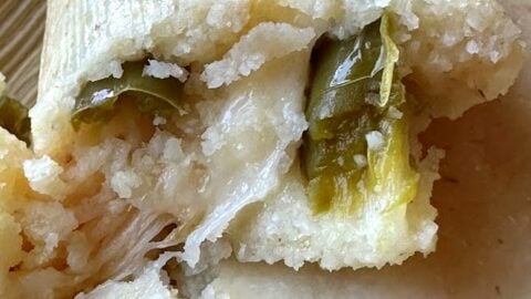 close up of inside of the tamal