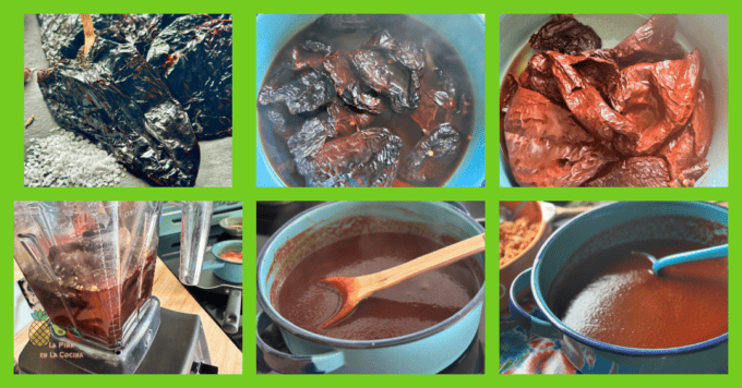 collage of chile ancho sauce