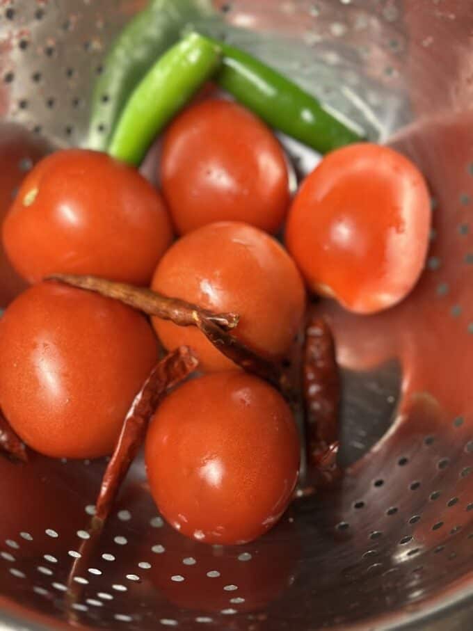 fresh ingredients for red salsa