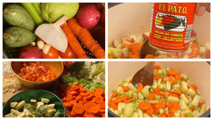collage of vegetables and sauce