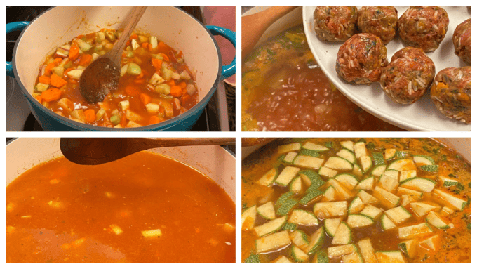 collage of soup assembly