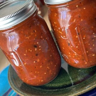 mason jars filled with salsa