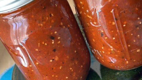 mason jars filled with salsa