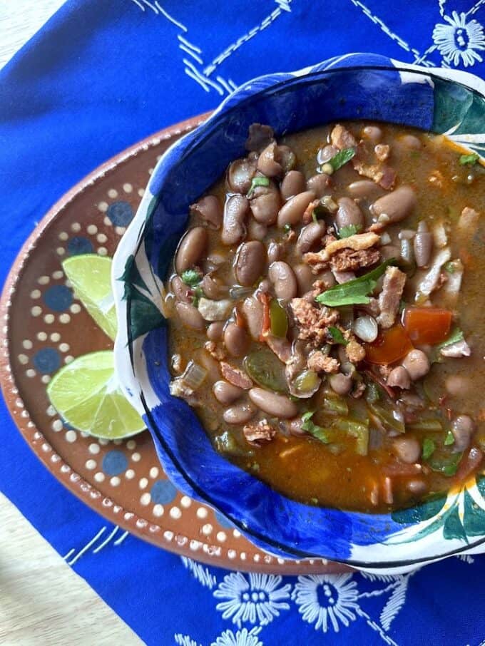 plated charro beans