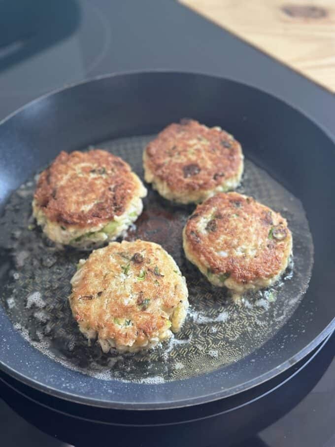 frying the crab cakes